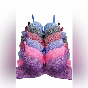 🆕 Secret 6 Pack of Color Print T-Shirt Bras B Cup C Cup and D Cup